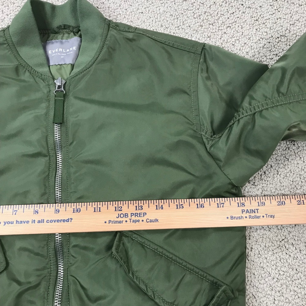 Everlane Bomber‎ Jacket Olive Green Nylon Full Zip Flight Coat Womens XS - Picture 6 of 8